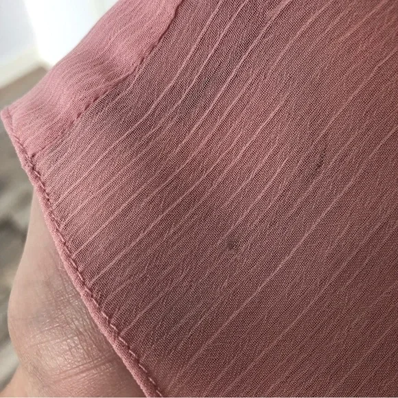 David’s Bridal Strapless Pink Crinkle Chiffon Bridesmaid Dress with Cascade - Picture 9 of 9